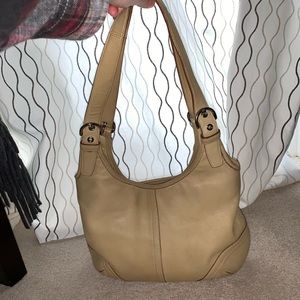 COACH TAN VINTAGE SHOULDER BAG CAMEL BEIGE LEATHER